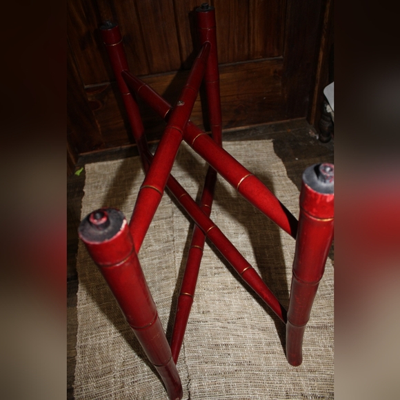 19th Century Scalloped Paper Mache Hand Painted Tray Bamboo Tea Table - Picture 3 of 16